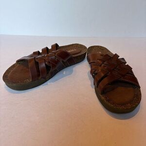 GHBass Women's Brown Leather Sandals Slip on Size 7M